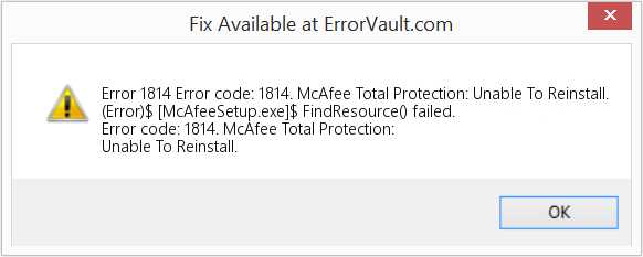 Download Error <?php echo $number; ?> (Error code: 1814. McAfee Total Protection: Unable To Reinstall.) Repair Tool Fix Error code: 1814. McAfee Total Protection: Unable To Reinstall. (Error Code 1814)