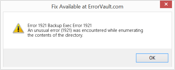 Fix Backup Exec Error 1921 (Error Code 1921)