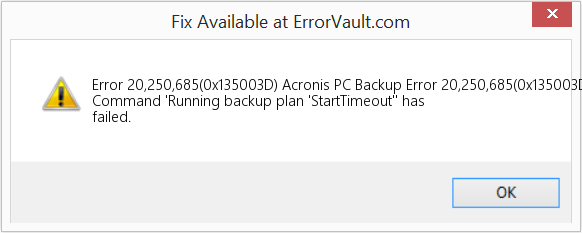 Fix Acronis PC Backup Error 20,250,685(0x135003D) (Error Code 20,250,685(0x135003D))