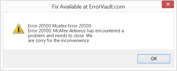 Fix Mcafee Error 20100 (Error Code 20100)