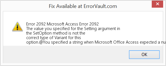 Fix Microsoft Access Error 2092 (Error Code 2092)
