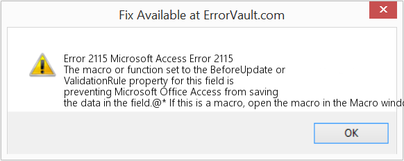 Fix Microsoft Access Error 2115 (Error Code 2115)