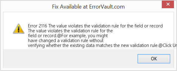 Fix The value violates the validation rule for the field or record (Error Code 2116)