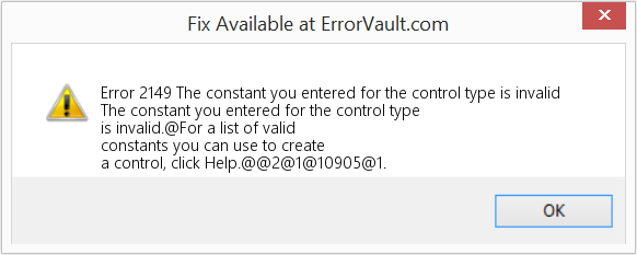 Fix The constant you entered for the control type is invalid (Error Code 2149)