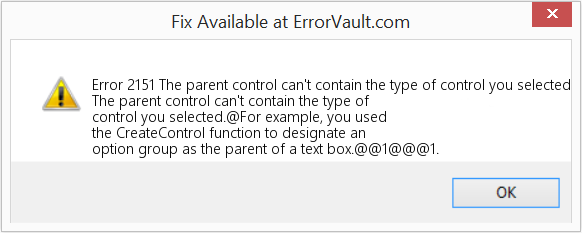 Fix The parent control can't contain the type of control you selected (Error Code 2151)