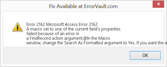 Fix Microsoft Access Error 2162 (Error Code 2162)