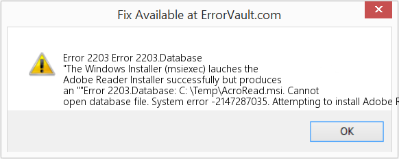 Fix Error 2203.Database (Error Code 2203)