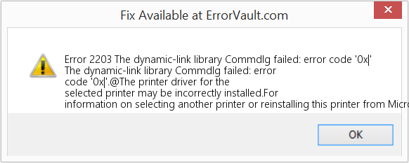 Fix The dynamic-link library Commdlg failed: error code '0x|' (Error Code 2203)