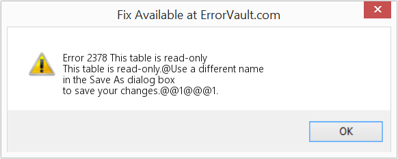 Fix This table is read-only (Error Code 2378)