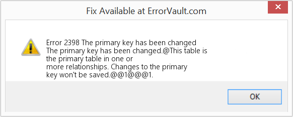 Fix The primary key has been changed (Error Code 2398)