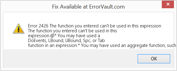 Fix The function you entered can't be used in this expression (Error Code 2426)