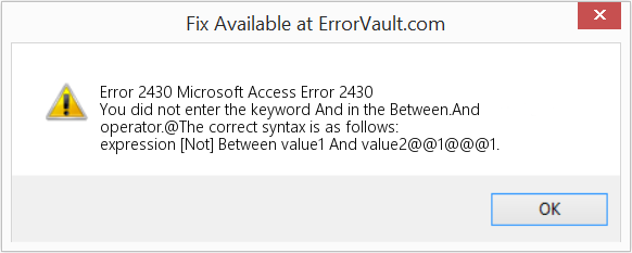 Download Error <?php echo $number; ?> (Microsoft Access Error 2430) Repair Tool Fix Microsoft Access Error 2430 (Error Code 2430)