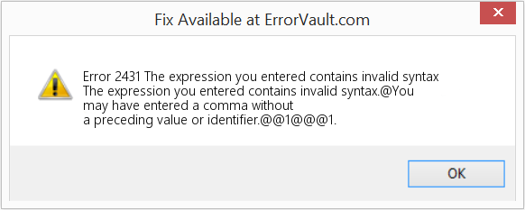 Fix The expression you entered contains invalid syntax (Error Code 2431)