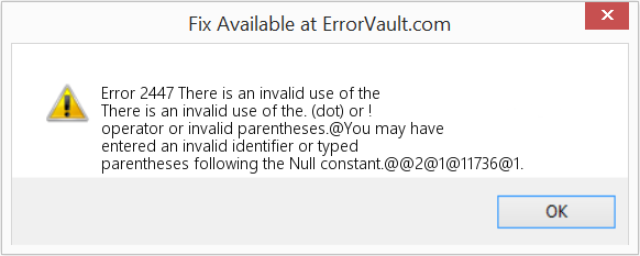 Fix There is an invalid use of the (Error Code 2447)