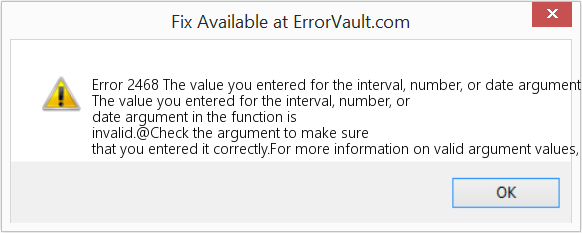 Fix The value you entered for the interval, number, or date argument in the function is invalid (Error Code 2468)