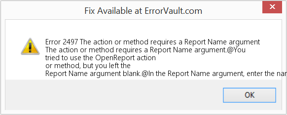Fix The action or method requires a Report Name argument (Error Code 2497)