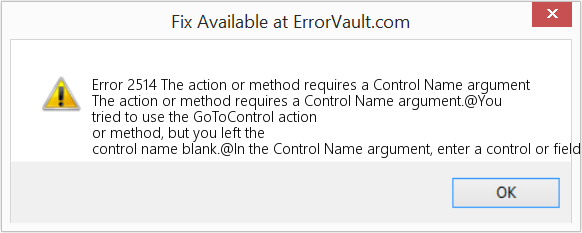 Download Error <?php echo $number; ?> (The action or method requires a Control Name argument) Repair Tool Fix The action or method requires a Control Name argument (Error Code 2514)