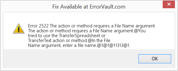 Fix The action or method requires a File Name argument (Error Code 2522)