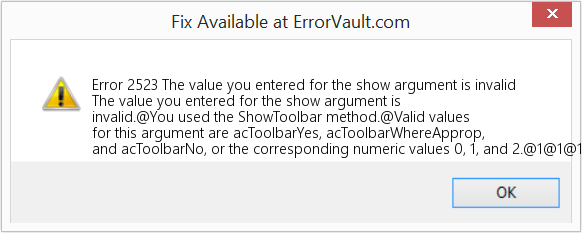 Fix The value you entered for the show argument is invalid (Error Code 2523)