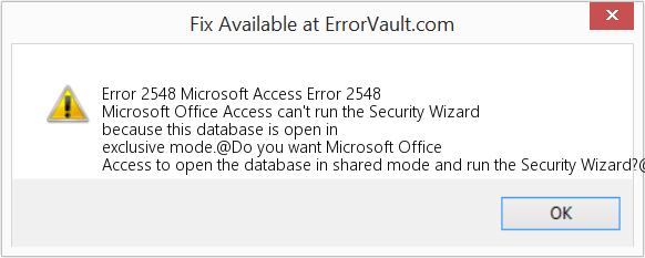 Fix Microsoft Access Error 2548 (Error Code 2548)