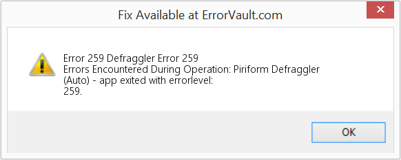 Fix Defraggler Error 259 (Error Code 259)