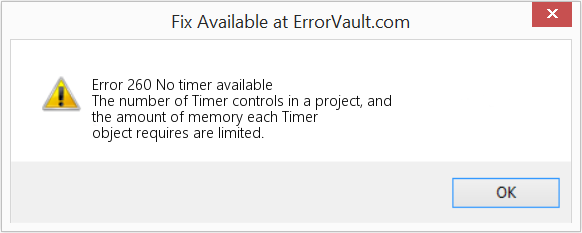 Fix No timer available (Error Code 260)