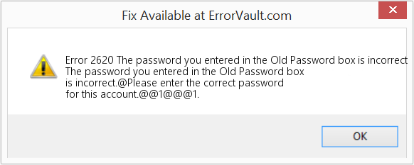 Fix The password you entered in the Old Password box is incorrect (Error Code 2620)
