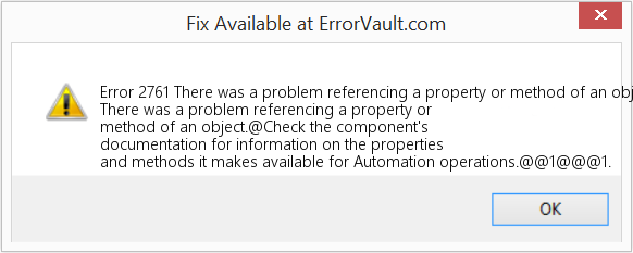 Download Error <?php echo $number; ?> (There was a problem referencing a property or method of an object) Repair Tool Fix There was a problem referencing a property or method of an object (Error Code 2761)
