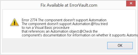 Fix The component doesn't support Automation (Error Code 2774)