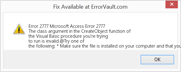 Fix Microsoft Access Error 2777 (Error Code 2777)