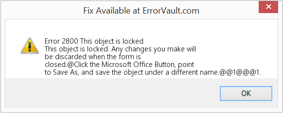 Fix This object is locked (Error Code 2800)