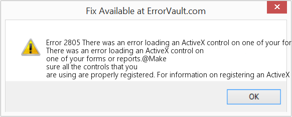 Fix There was an error loading an ActiveX control on one of your forms or reports (Error Code 2805)