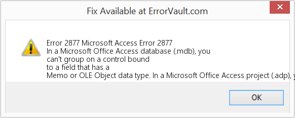 Fix Microsoft Access Error 2877 (Error Code 2877)