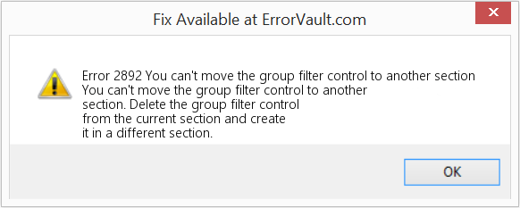 Fix You can't move the group filter control to another section (Error Code 2892)