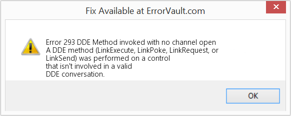 Fix DDE Method invoked with no channel open (Error Code 293)