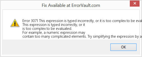 Fix This expression is typed incorrectly, or it is too complex to be evaluated (Error Code 3071)