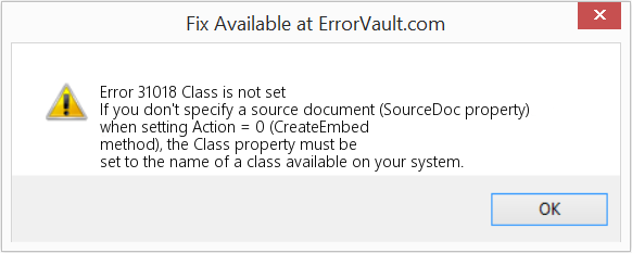 Fix Class is not set (Error Code 31018)