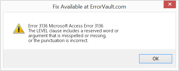 Fix Microsoft Access Error 3136 (Error Code 3136)
