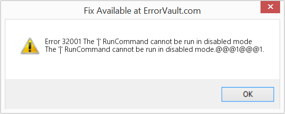 Download Error <?php echo $number; ?> (The '|' RunCommand cannot be run in disabled mode) Repair Tool Fix The '|' RunCommand cannot be run in disabled mode (Error Code 32001)