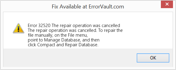 Fix The repair operation was cancelled (Error Code 32520)