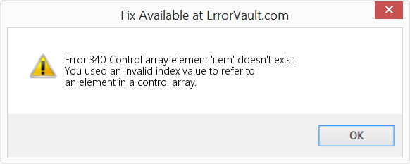 Fix Control array element 'item' doesn't exist (Error Code 340)