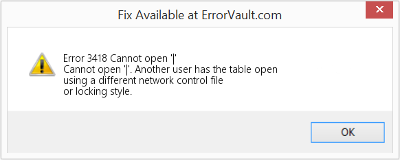 Fix Cannot open '|' (Error Code 3418)