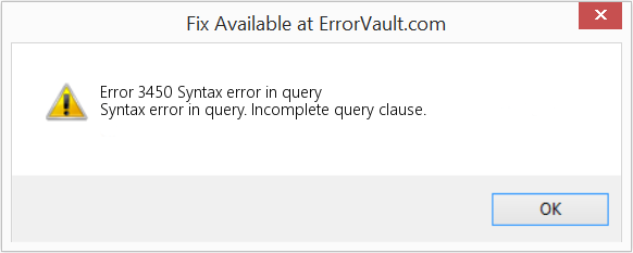 Fix Syntax error in query (Error Code 3450)
