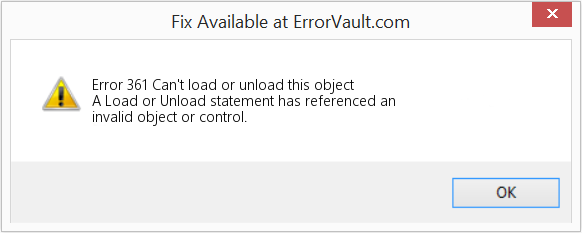 Fix Can't load or unload this object (Error Code 361)