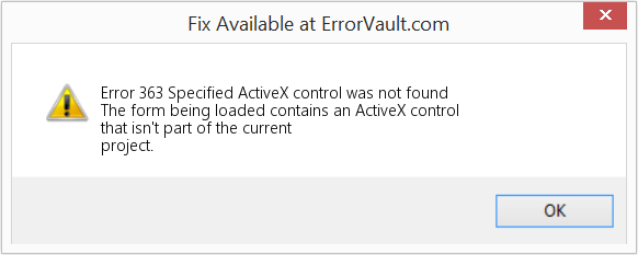 Fix Specified ActiveX control was not found (Error Code 363)