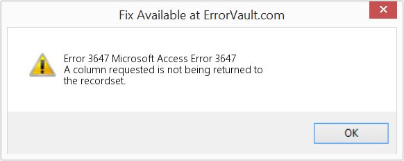 Download Error <?php echo $number; ?> (Microsoft Access Error 3647) Repair Tool Fix Microsoft Access Error 3647 (Error Code 3647)