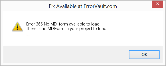 Fix No MDI form available to load (Error Code 366)
