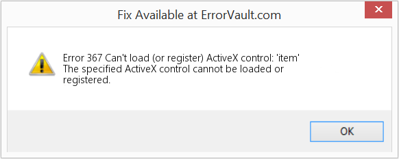 Fix Can't load (or register) ActiveX control: 'item' (Error Code 367)