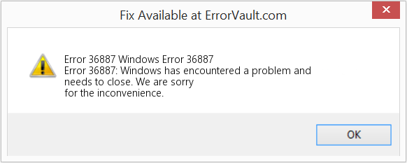 Download Error <?php echo $number; ?> (Windows Error 36887) Repair Tool Fix Windows Error 36887 (Error Code 36887)