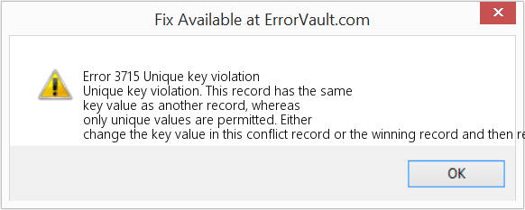Fix Unique key violation (Error Code 3715)